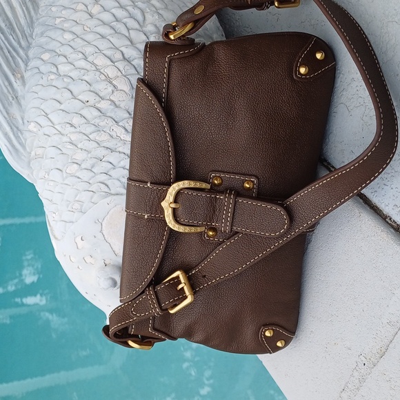Dooney & Bourke Handbags - Dooney & Bourke brown slim flap leather shoulder bag purse